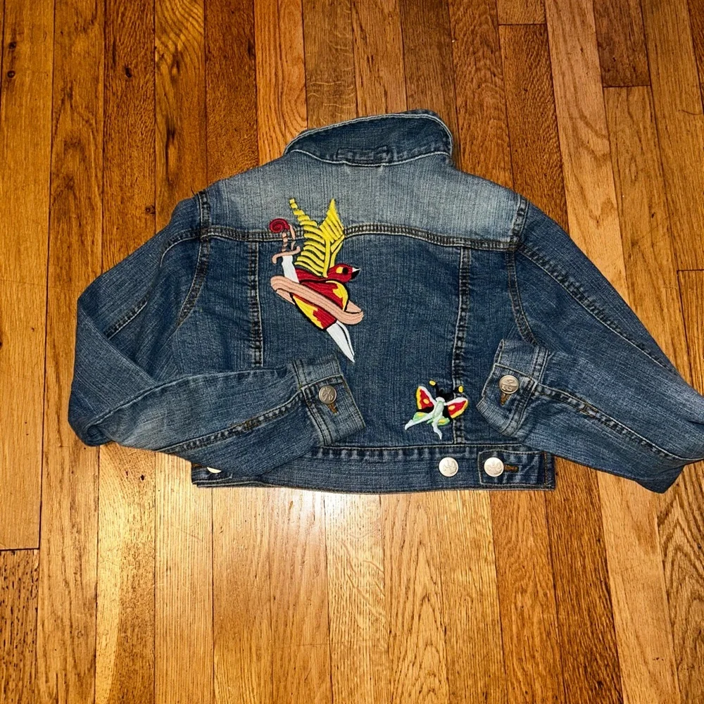 ZOA GRAND JEANS vintage Kids Blue Denim Jacket with Colorful Embroidery